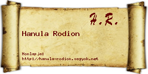 Hanula Rodion névjegykártya